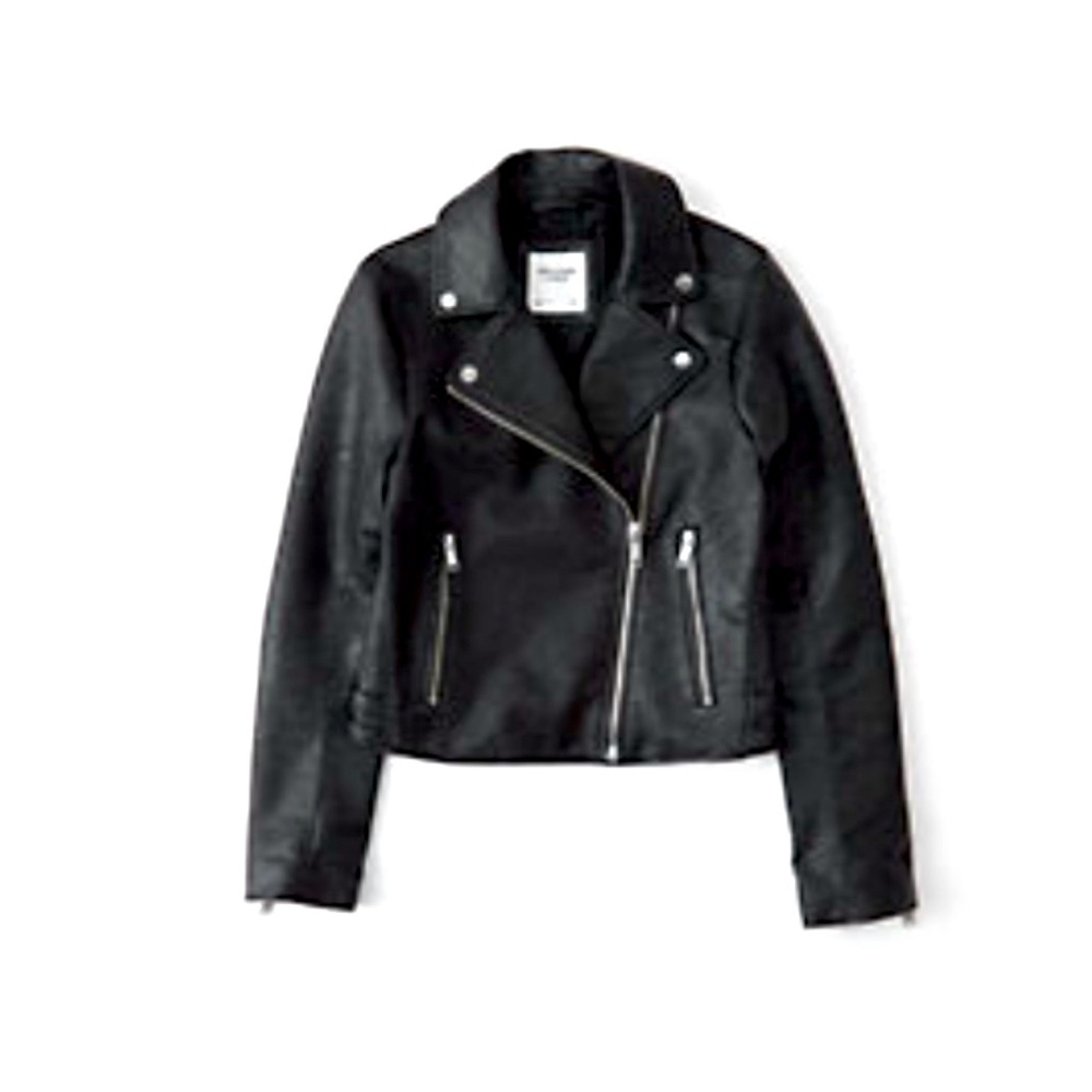 NWT Abercrombie faux leather motto jacket